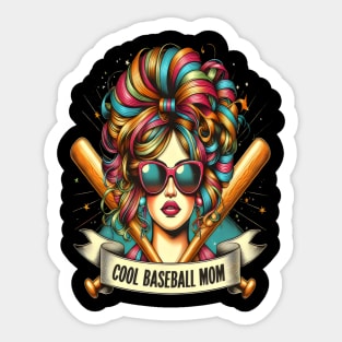 Vibrant Hair, Fierce Stance  Cool Baseball Mom Sticker